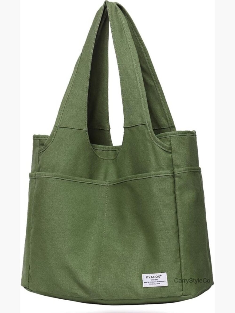 Large Canvas Tote Bag with 13 Pockets, Shoulder Bag for Work Travel